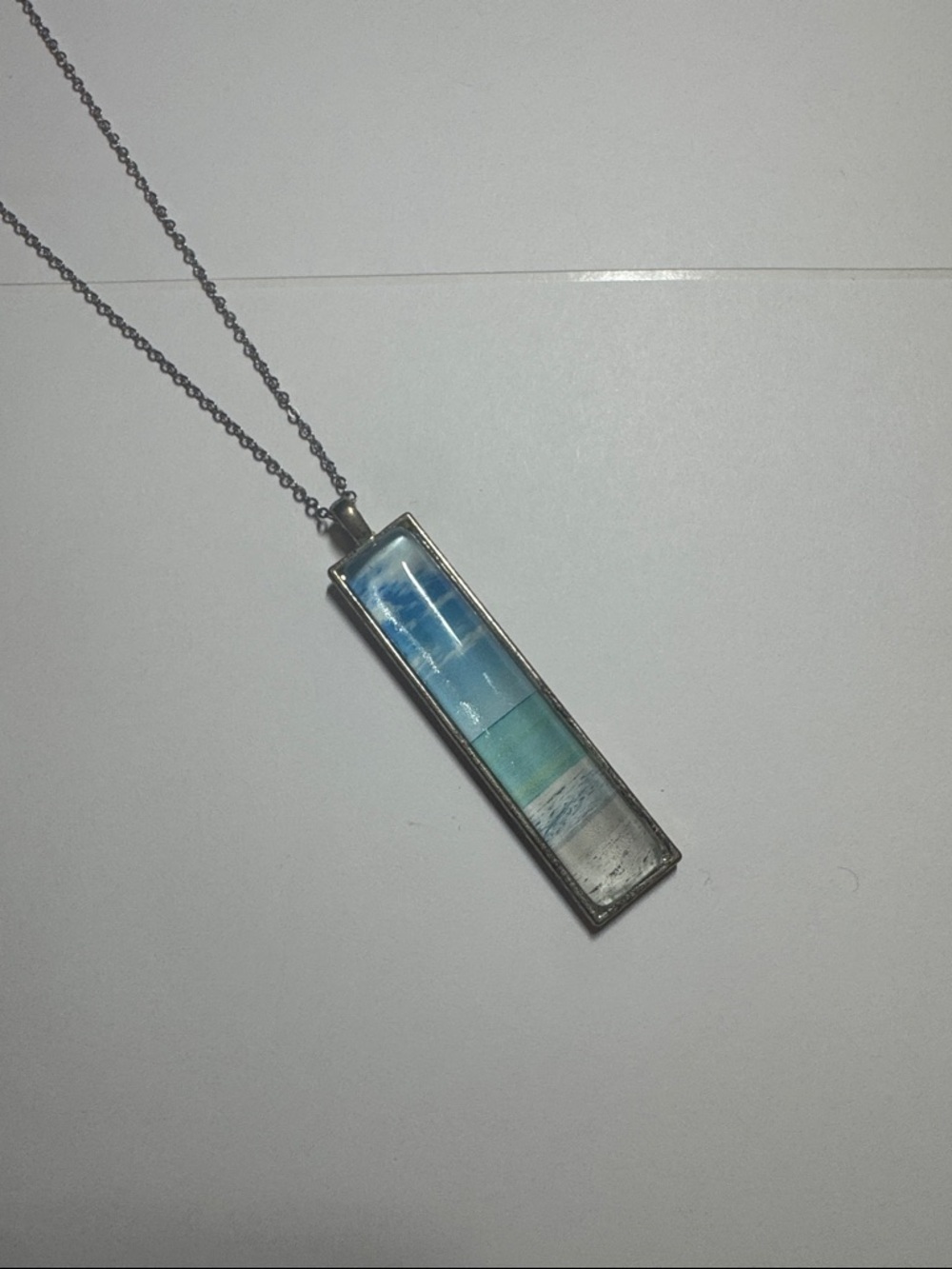 Rectangular Ocean Gradient Pendant Necklace - Blue & Green